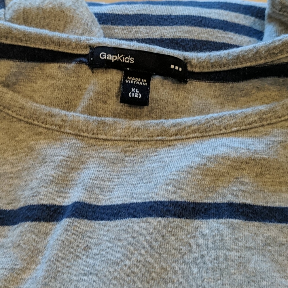 Gapkids cotton Navy and gray striped dress